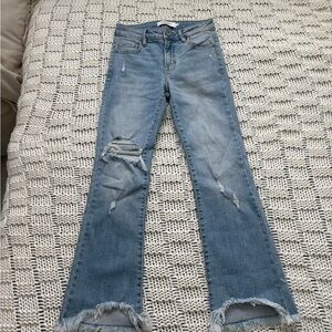 Hidden Flare Jeans with Distressed Hem